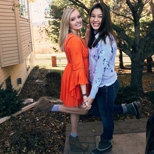 Orange Flowy Short Boho Free People Dress